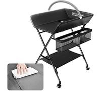 MObyat Baby Changing Table,Diaper Organizer on Wheels with Toy Rack, Folding Care Station for Infant Newborn, PU Pad