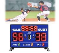 MObyat Digital Baseball Scoreboard, LED Outdoor Electronic Softball Scoreboard with Remote Control and Stand, 5-level Brightness Adjustment, Beep Reminder, Time and Score Display, for Sports Games