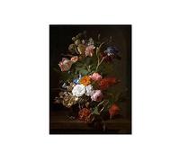 MOBYAT Flower Picture Abstract Wall Art with a Cricket in a Niche Canvas Artwork Oil Painting Reproduction Plants Posters for Office Dining Rooms wall decor 70x100cm(28x33in) Frameless