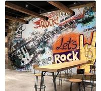 MOBYAT Mural Wallpaper 3D Graffiti Guitar Rock Music Bar KTV Tooling Background Art Wall Painting,3D,250x175cm