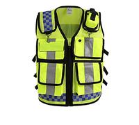 MObyat Police Traffic Vest Reflective Yellow Mesh, High Visibility Vest with Pockets and Zipper for Outdoor workers,Traffic Work and Running