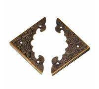 MOBYGKFY 12PCS Antique Jewelry Box Corner Foot Wooden Case Protector Bronze Tone Flower Pattern Carved Metal Crafts 40X40mm