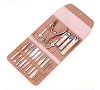 MOBYGKFY 16pcs/Set Rose Gold Nail Clipper Set Professional Stainless Steel Scissors Tweezer Tools Family Foot Hand Care