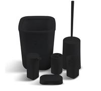 MOBYGKFY Bathroom Supplies Six-Piece Mouthwash and Teeth Holder Soap Box Toilet Set(Argento)