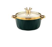 MOBYGKFY Ceramic Bowl Noodles Pot Anti-scalding Instant Salad Porridge Pot Gold Edge Bento Bowl with Lid Crown Diamond Cut(Vert)