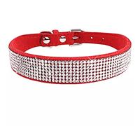 MOBYGKFY Comfortable Suede Fiber Crystal Dog Collar Glitter Rhinestone Collars Zinc Alloy Buckle for Small Dogs Cats XS/S/M/L