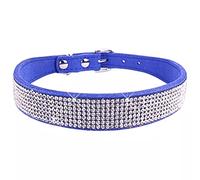 MOBYGKFY Comfortable Suede Fiber Crystal Dog Collar Glitter Rhinestone Collars Zinc Alloy Buckle for Small Dogs Cats XS/S/M/L