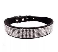 MOBYGKFY Comfortable Suede Fiber Crystal Dog Collar Glitter Rhinestone Collars Zinc Alloy Buckle for Small Dogs Cats XS/S/M/L