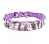 MOBYGKFY Comfortable Suede Fiber Crystal Dog Collar Glitter Rhinestone Collars Zinc Alloy Buckle for Small Dogs Cats XS/S/M/L