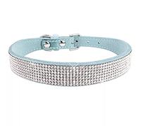 MOBYGKFY Comfortable Suede Fiber Crystal Dog Collar Glitter Rhinestone Collars Zinc Alloy Buckle for Small Dogs Cats XS/S/M/L