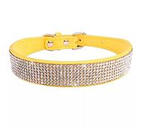 MOBYGKFY Comfortable Suede Fiber Crystal Dog Collar Glitter Rhinestone Collars Zinc Alloy Buckle for Small Dogs Cats XS/S/M/L