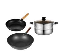 MOBYGKFY Complete Set of Household Non-Stick Cooker Induction Cooker Three Set Soup Frying Pan