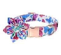 MOBYGKFY Cotton Dog Collar with Flower Valentine Handmade Pet Large Medium Small