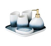 MOBYGKFY Couples Ceramic Bathroom Five-Piece Toiletry Set Brushing Teeth Mouthwash Cup Bathroom Utensils Six-Piece Set