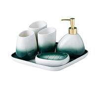 MOBYGKFY Couples Ceramic Bathroom Five-Piece Toiletry Set Brushing Teeth Mouthwash Cup Bathroom Utensils Six-Piece Set