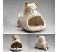 MOBYGKFY Creative Cartoon Cow Ashtray Anti Fly Ash Car Home Living Room Large Capacity Ceramic Ashtray Home Decoration Gift(3-pack)