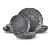 MOBYGKFY Dinnerware Textured Ceramic Combination Set Service for 6 Person Dinnerware Ceramic 12 Piece