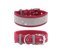 MOBYGKFY Dog Collar Shiny Rhinester Pet Medium Large Chain Soft Comfortable Walking Leash