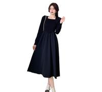 MOBYGKFY Dress Vintage Splicing A-line Large Hem Ageing Thin(3XL)