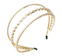 MOBYGKFY Hair Accessories Alloy with Diamonds and Pearls Three-layer Bands