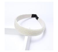 MOBYGKFY Headband Pearl beaded small fragrance retro wide edge headband adorn sweet bride
