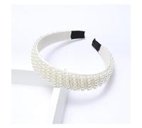 MOBYGKFY Headband Pearl beaded small fragrance retro wide edge headband adorn sweet bride