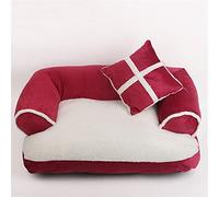 MOBYGKFY Pet Beds Mats Fleece Warm Dog Sofa with Pillow Bed House Big Blanket Cushion Basket Supplies