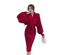 MOBYGKFY Red Gentle Small Perfume Bottoming Within The Knitted Two-piece Set Of Female(S)
