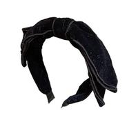 MOBYGKFY Wide Edge Black Velvet Big Bow Headband Vintage French Clip