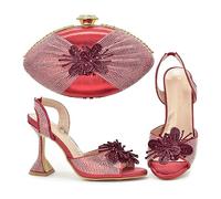 MOBYGKFY Wine glasses and pointy fish heels with an oval clutch dinner bag(41)