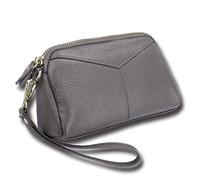 MOBYGKFY Women's Leather Wallet RFID Layer Cowhide Zipper Long Money Clip Casual Embossed Clutch(G)