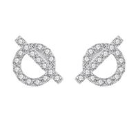 MOBYGKFY Zircon Pig's Nose Circle 925 Silver Earrings