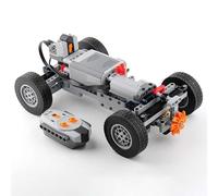 MOC 4WD Power Function RC Car Chassis Kit - Technic Building Blocks with 62.4x20mm Wheels, M Motor, Servo & AA Battery Box for Off-Road Climbing Cars