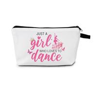 MoCaliduccious Cute Ballet Loves Dance Makeup Bag Dancer Cosmetic Bags Dance Teacher Gift Recitals Dance Team Gift Ballet Toiletry Zipper Pouch Travel Toiletry Case Pencil Bag Just Loves Dance