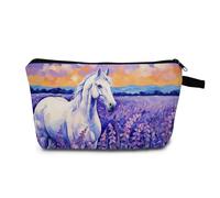 MoCaliduccious Horse Makeup Bag for Women Travel Cosmetic Organizer Bag Teacher Appreciation Gifts Small Zipper Toiletry Bag, hzw2131, Zippered Printed Bag