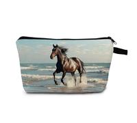 MoCaliduccious Horse Makeup Bag for Women Travel Cosmetic Organizer Bag Teacher Appreciation Gifts Small Zipper Toiletry Bag, hzw2130, Zippered Printed Bag