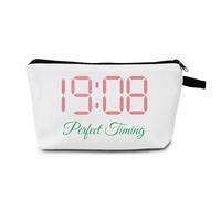 MoCaliduccious Sorority Gift Pink and Green Makeup Cosmetic Bags Black Greek Sorority Gift Paraphernalia Gift Friendship Graduation Birthday Travel Organizer Toiletry Bag With Zipper (Perfect Timing),