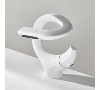 MocArt 7012 Waterfall Faucet, Bathroom S Shaped Creative Faucet, Basin Hot and Cold Mixer Tap, Hotel Bathtub Copper Tap, Ceramic Valve Core, Water Saving Design (White)