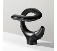 MocArt 7012 Waterfall Faucet, Bathroom S Shaped Creative Faucet, Basin Hot and Cold Mixer Tap, Hotel Bathtub Copper Tap, Ceramic Valve Core, Water Saving Design (Black)