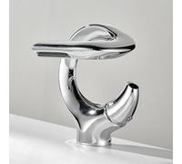 MocArt 7012 Waterfall Faucet, Bathroom S Shaped Creative Faucet, Basin Hot and Cold Mixer Tap, Hotel Bathtub Copper Tap, Ceramic Valve Core, Water Saving Design (Bright Chrome)