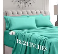 Mocassi Luxury 6-Piece Sheet Set, Ultra Soft 1800 Premium Hotel Quality Microfiber Sheet Set, Fits Mattresses Up to 18 to 24 Inches Extra Deep Pocket - Breathable and Secure Fit, Full, Paradise Teal