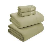 Mocassi Luxury Split King 5-Piece Sheet Set - 1800 Premium Hotel Quality - Easy-Fit, Wrinkle, Fade Resistant Bed Sheets and Pillowcases - All Around Elastic Fitted Sheet, Deep Pocket, Green