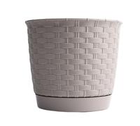 B2C Plant Pot Flowerpot Wave Rattan Look Round Plastic Crystal Modern Decorative Small Medium Large Textured With Matching Saucer (Mocca, 7.5L)