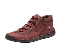 Moccasin Men's Casual Shoes Summer Leather Flat Soft Sole Comfortable Loafer Plain Non-Slip Lightweight Trainers Outdoor Hiking Running Sports Shoes with Laces 39-48, red, 9.5 UK