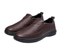 Moccasin Men's Leather Shoes Soft Sole Non-Slip Lightweight Business Shoes Plain Leather Soft Comfortable Casual Shoes Outdoor Business Formal Suit Shoes 39-44, coffee, 8.5 UK