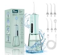 MOCEL Water Dental Flosser Cordless Teeth Cleaning MOCEL 5 Modes Oral Irrigator 300ML Portable and USB C Cable Rechargeable IPX7 Waterproof Floss Teeth Pick Irrigation Cleaner for Home Travel (Green)