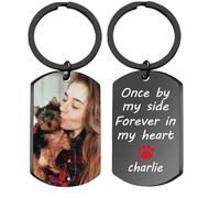 Mocessory Custom Keychain with Picture Personalized Double-sided Photo/Text+Icons/Dog tag Keychains Drive Safe Boy Girlfriend Gifts (Color Photo & Text,pet)