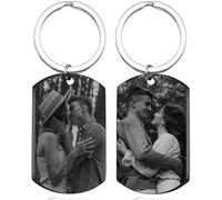 Mocessory Custom Keychain with Picture Personalized Double-sided Photo/Text+Icons/Dog tag Keychains Drive Safe Boy Girlfriend Gifts (Engraving Photo & Photo (1 Piece))