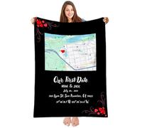 Mocessory Personalized Blanket,Custom Blanket Our First Date Map/Where We First Met Map,Wife anniversary,Girlfriend gift,Couples Gift