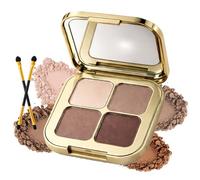 Mocha Brown Eyeshadow Quad Palette with Mirror - Four Matte & Shimmer Shades in Neutral Warm Tones for Natural Daytime or Dimensional Evening Looks, Highly Pigmented, Long-Lasting,